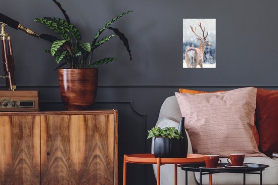 Affiche Hiver - Cerf - Animaux - 20x30 cm