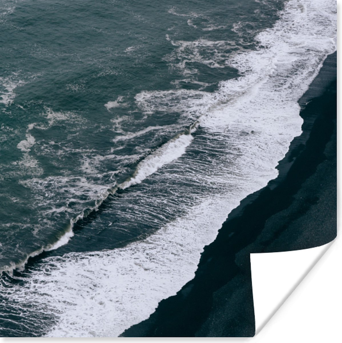 Poster Water - Strand - Zwart - 50x50 cm