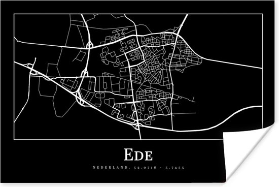 Affiche Ede - Plan de la ville - Carte - Plan d'étage - 30x20 cm