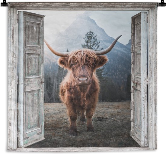 Tenture murale - Tissu mural - Highlander écossais - Vache - Rural
