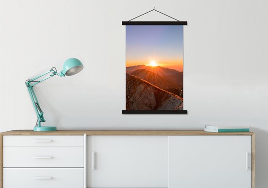 Porte-affiche avec affiche - Affiche scolaire - Berg - Paysage - Soleil - 60x90 cm - Lattes noires