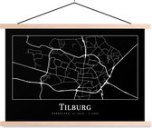 Posterhanger incl. Poster - Schoolplaat - Stadskaart - Tilburg - Plattegrond - Kaart - 150x100 cm - Blanke latten - Plattegrond