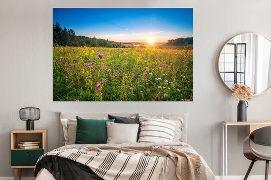 Poster Zon - Gras - Bloemen - 180x120 cm XXL