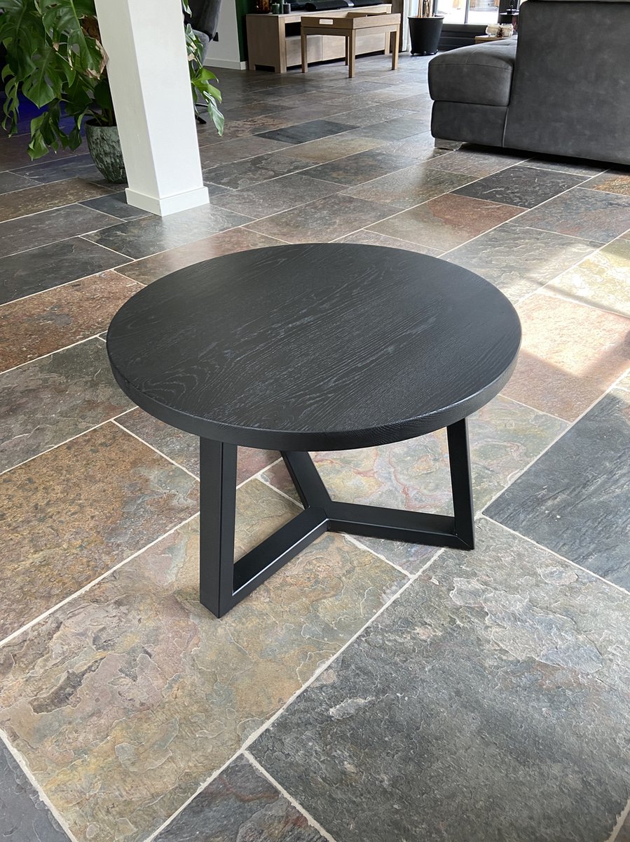 M2-Meubels - zwarte ronde salontafel met blad van 60cm en industrieel  onderstel | bol.