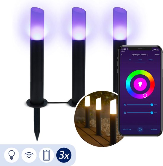 LSC Smart Connect Tuinlampen - Tuinverlichting x3 - Buitenlamp bedienen met  app alle... | bol.com