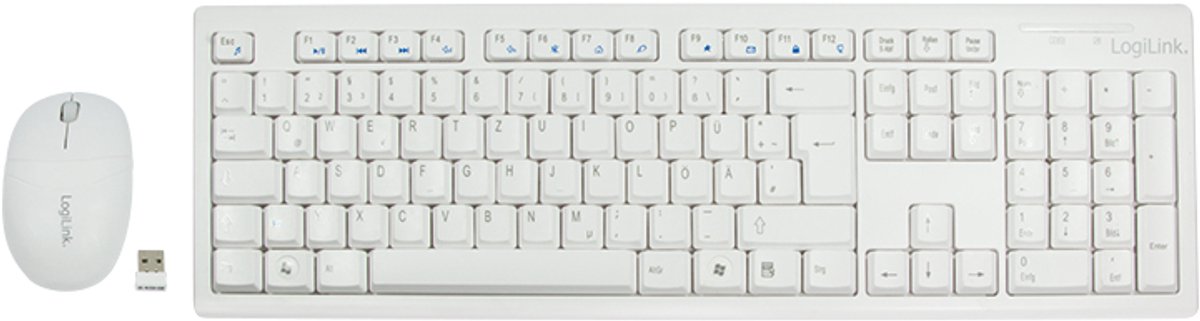 LogiLink ID0104W toetsenbord Inclusief muis USB Duits Wit