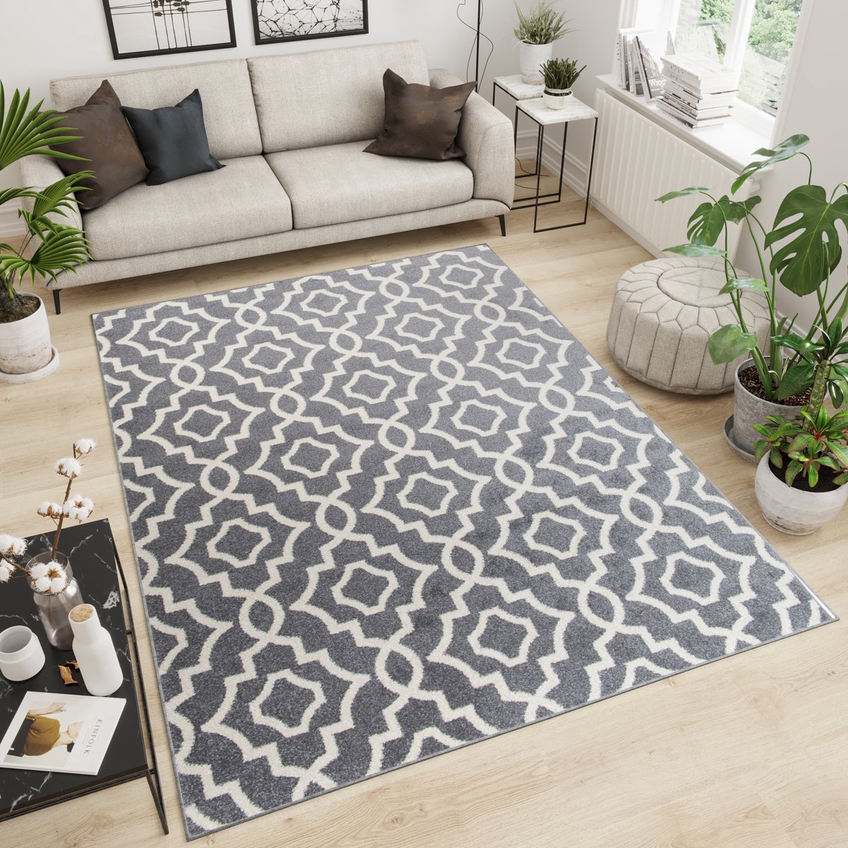 Tapiso Maroko Vloerkleed Woonkamer Tapijt Carpet Maat- 120x170 Grijs 6