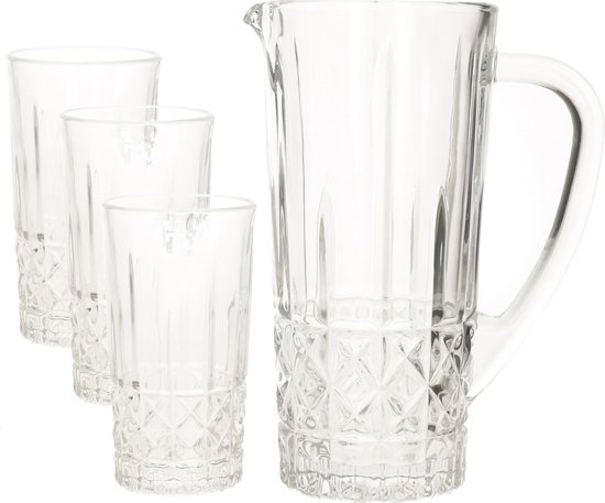 Pichet Carafe En Verre Transparent D'un Litre – Idéal Pour L'eau Ou Le Jus