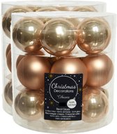 54x stuks kleine kerstballen toffee bruin van glas 4 cm - mat/glans - Kerstboomversiering