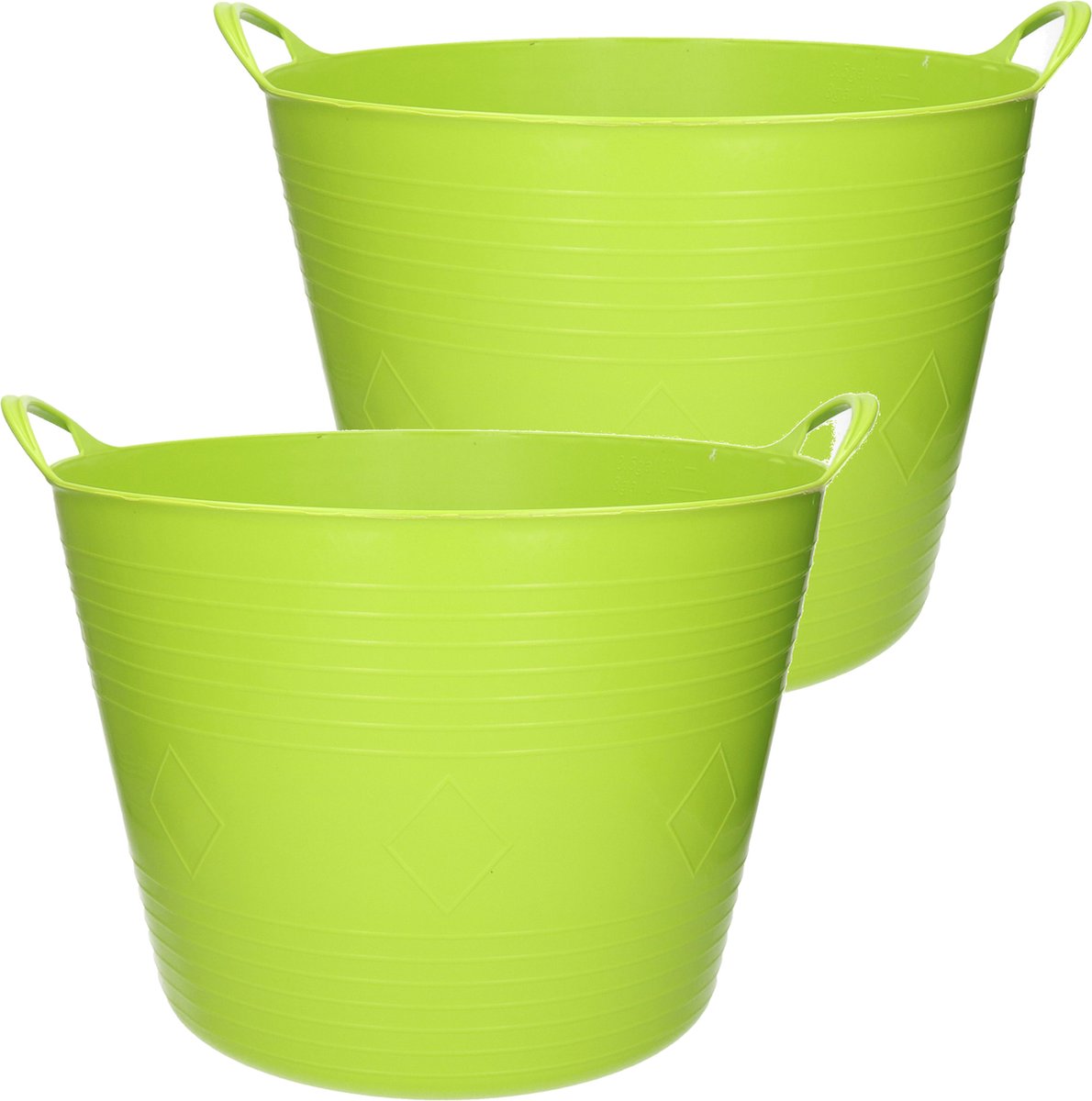 Goedkoopste 2x stuks flexibele kuip emmer/wasmand rond fel groen 43 liter - Opbergmanden