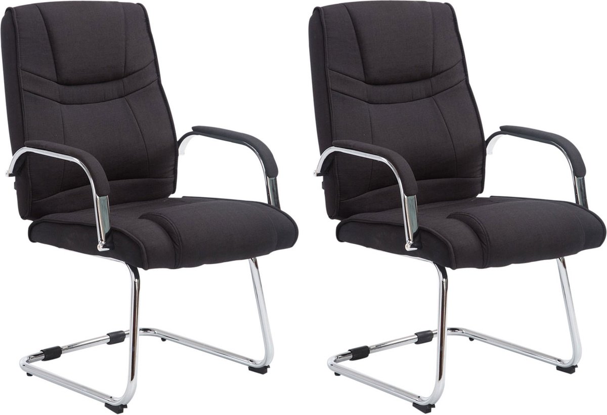 CLP Attila Set van 2 Eetkamerstoelen - Stof zwart