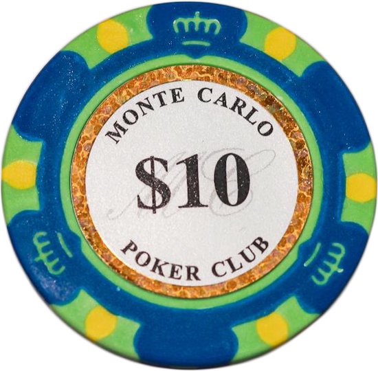 Afbeelding van het spel Poker chips - Poker - Pokerset - Poker chip met waarde 10 - Monte Carlo poker chip - Fiches - Poker fiches - Poker chip - Klei fiches - Cave & Garden