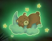 Glow in The Dark Sticker - Muursticker 11 cm - Lichtgevende Teddy Beer