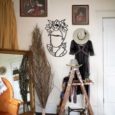 BT Home - Frida Kahlo modern deco muurdecoratie - minimal - Wanddecoratie - Zwart - Houten art - Muurdecoratie - Line art - Wall art - Bohemian - Wandborden - Woonkamer - 55x35 cm - kerst - kerstcadeau - wandecoratie woonkamer - kerstgeschenk