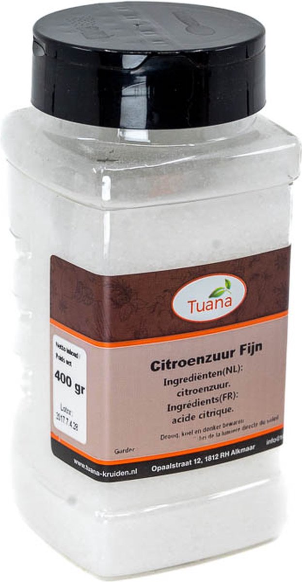 Goedkoopste Tuana Kruiden - Citroenzuur Fijn - Strooibus 260 Gram - MP-C-0019