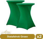 Statafelrok groen 80 cm - per 2 - partytafel - Alora tafelrok voor statafel - Statafelhoes - Bruiloft - Cocktailparty - Stretch Rok - Set van 2