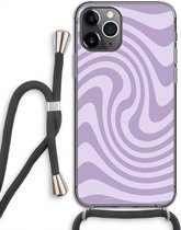 Case Company® - Hoesje met koord geschikt voor iPhone 11 Pro hoesje met Koord - Swirl Paars - Telefoonhoesje met Zwart Koord - Extra Bescherming aan alle Kanten en Over de Schermrand