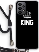 Case Company® - Hoesje met koord geschikt voor Samsung Galaxy A23 hoesje met Koord - King zwart - Telefoonhoesje met Zwart Koord - Bescherming aan alle Kanten en Over de Schermrand