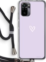 Case Company® - Hoesje met koord geschikt voor Xiaomi Redmi Note 10 Pro hoesje met Koord - Klein hartje paars - Telefoonhoesje met Zwart Koord - Bescherming aan alle Kanten en Over de Schermrand