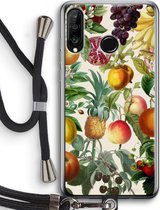 Case Company® - Hoesje met koord geschikt voor Huawei P30 Lite hoesje met Koord - Classic Flora - Telefoonhoesje met Zwart Koord - Bescherming aan alle Kanten en Over de Schermrand