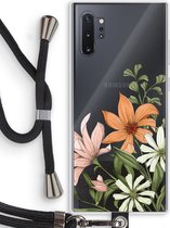Case Company® - Hoesje met koord geschikt voor Samsung Galaxy Note 10 Plus hoesje met Koord - Floral bouquet - Telefoonhoesje met Zwart Koord - Bescherming aan alle Kanten en Over de Schermrand
