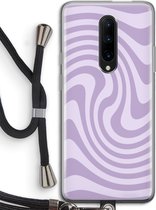 Case Company® - Hoesje met koord geschikt voor OnePlus 7 Pro hoesje met Koord - Swirl Paars - Telefoonhoesje met Zwart Koord - Bescherming aan alle Kanten en Over de Schermrand