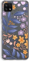 Case Company® - Hoesje geschikt voor Samsung Galaxy A22 5G hoesje - Flowers with blue leaves - Soft Cover Telefoonhoesje - Bescherming aan alle Kanten en Schermrand