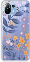 Case Company® - Hoesje geschikt voor Xiaomi Mi 11 Lite hoesje - Flowers with blue leaves - Soft Cover Telefoonhoesje - Bescherming aan alle Kanten en Schermrand