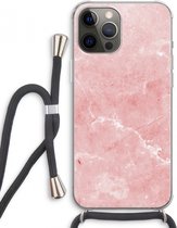 Case Company® - iPhone 12 Pro Max hoesje met Koord - Roze marmer - Telefoonhoesje met Zwart Koord - Extra Bescherming aan alle Kanten en Over de Schermrand