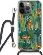 Case Company® - Coque pour iPhone 13 Pro avec cordon - Leopard 2 - Coque pour téléphone avec cordon Zwart - Protection Extra sur tous les côtés et sur le bord de l'écran