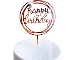 Happy Birthday TaartTopper Rose Goud TaartDecoratie Cake Topper Taart Topper Decoratie Verjaardag Versiering – 1 Stuk