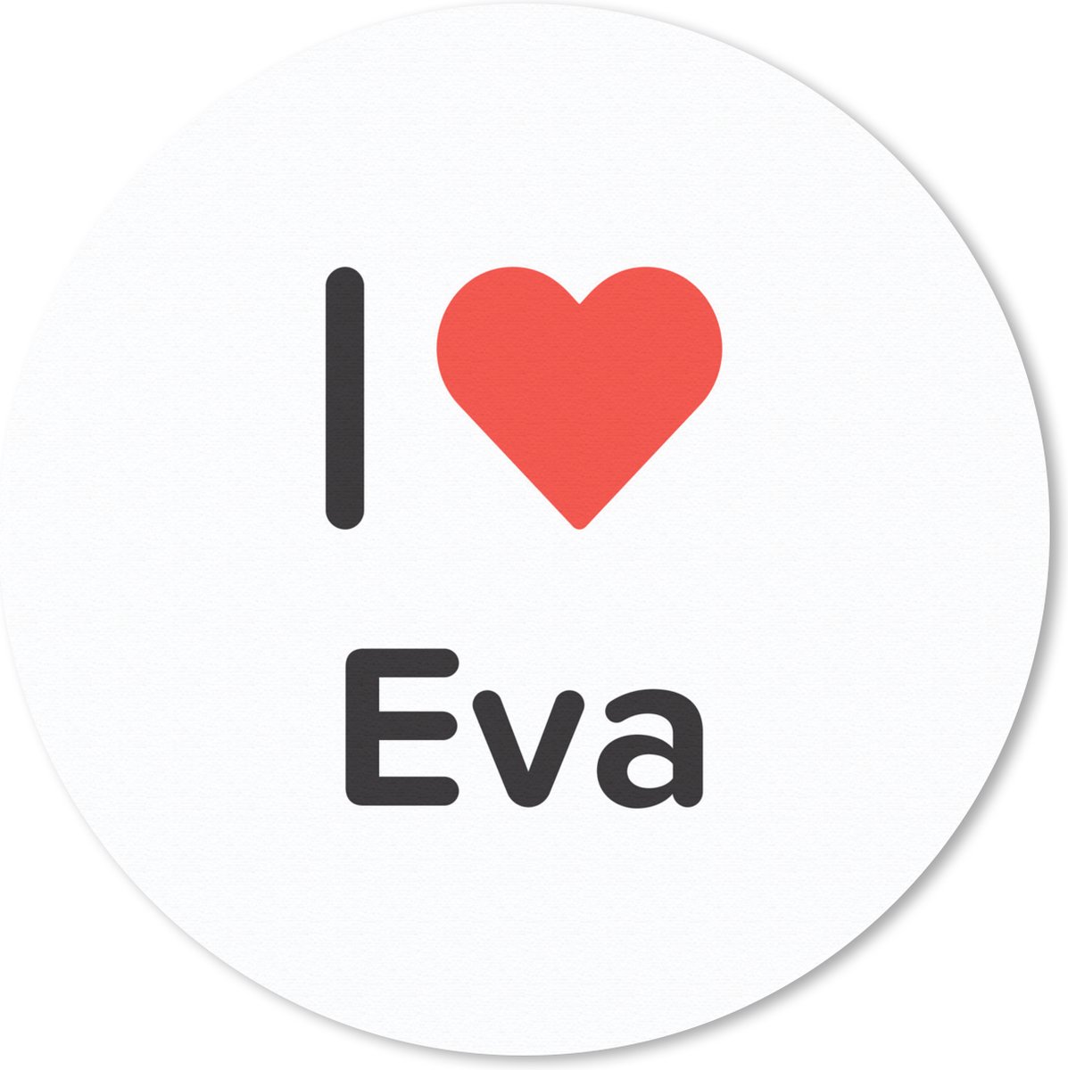 Muismat rond 20x20 cm - Mousepad I love - Eva - Meisje - Ronde muismatten