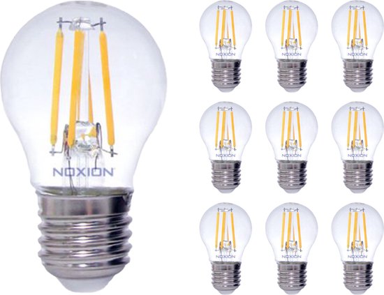 Voordeelpak 10x Noxion Lucent LED E27 Peer Filament Helder 4.5W 470lm - 827 Zeer Warm Wit | Dimbaar - Vervangt 40W.