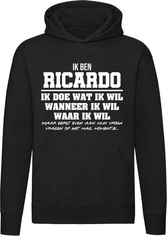 Ricardo | verjaardagkado | verjaardag kado | cadeau | grappig | jarig | Unisex | Trui | Sweater | Hoodie | Capuchon | Zwart