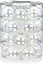 20x Boules de Noël en verre nacré transparent 6 cm brillant et mat - Décorations pour sapins de Noël nacre transparente