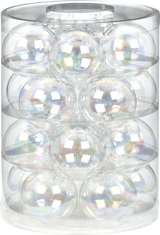 20x Transparant parelmoer glazen kerstballen 6 cm glans en mat - Kerstboomversiering transparant parelmoer