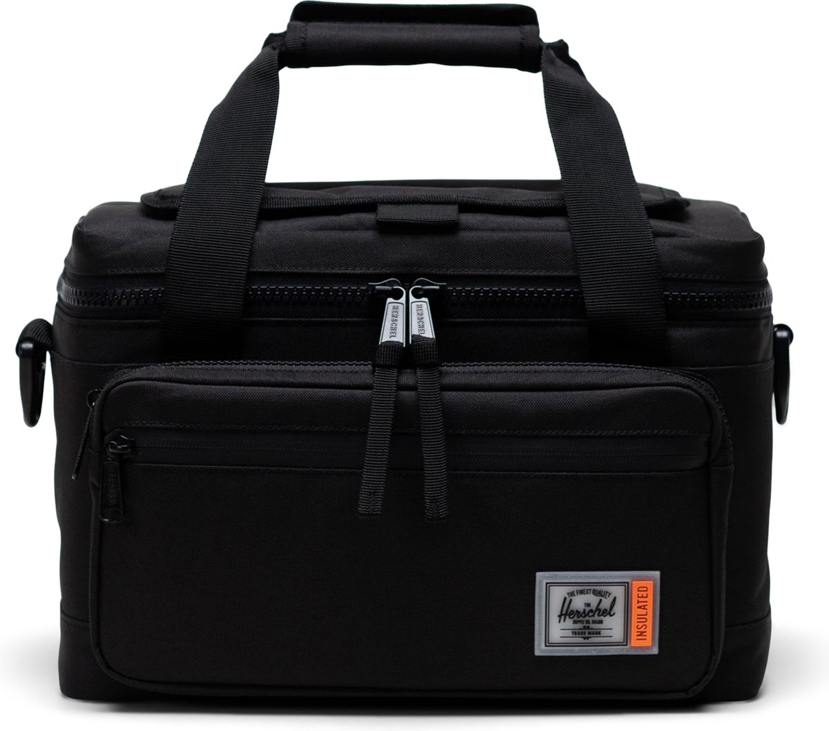 Insulated | Pop Quiz Cooler 12 Pack - Black / Koeltas - 100% gerecycleerd materiaal / lekvrij, geschikt voor 12 blikjes, voorvak met flessenopener, easy-access velcro opening / Beperkte Levenslange Garantie / Zwart