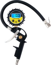 Manomètre numérique Dunlop - Mesure en PSI/BAR/KPA/KG - Alimenté par batterie - Tuyau d'air de 30 cm - S'adapte à la plupart des compresseurs d'air - Voiture, vélo, moto et camion - Zwart