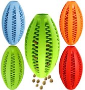 Interactieve rugbybal – Voerbal – Dentastick – Tanden – Honden – Eten – Spelen – 10 CM Lang - Assorti