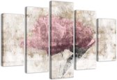 Trend24 - Canvas Schilderij - Pastel Flower - Vijfluik - Bloemen - 100x70x2 cm - Beige