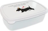 Lunch box Wit - Lunch box - Boîte à pain - Proverbes - Citations - Je travaille dur pour que mon chien puisse avoir de belles choses - Chiens - 18x12x6 cm - Adultes