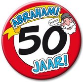 XXL verjaardags button 50 jaar Abraham