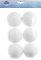 Kunstsneeuw 6x witte sneeuwballen 8 cm - Sneeuwversiering/sneeuwdecoratie witte sneeuw kerstballen