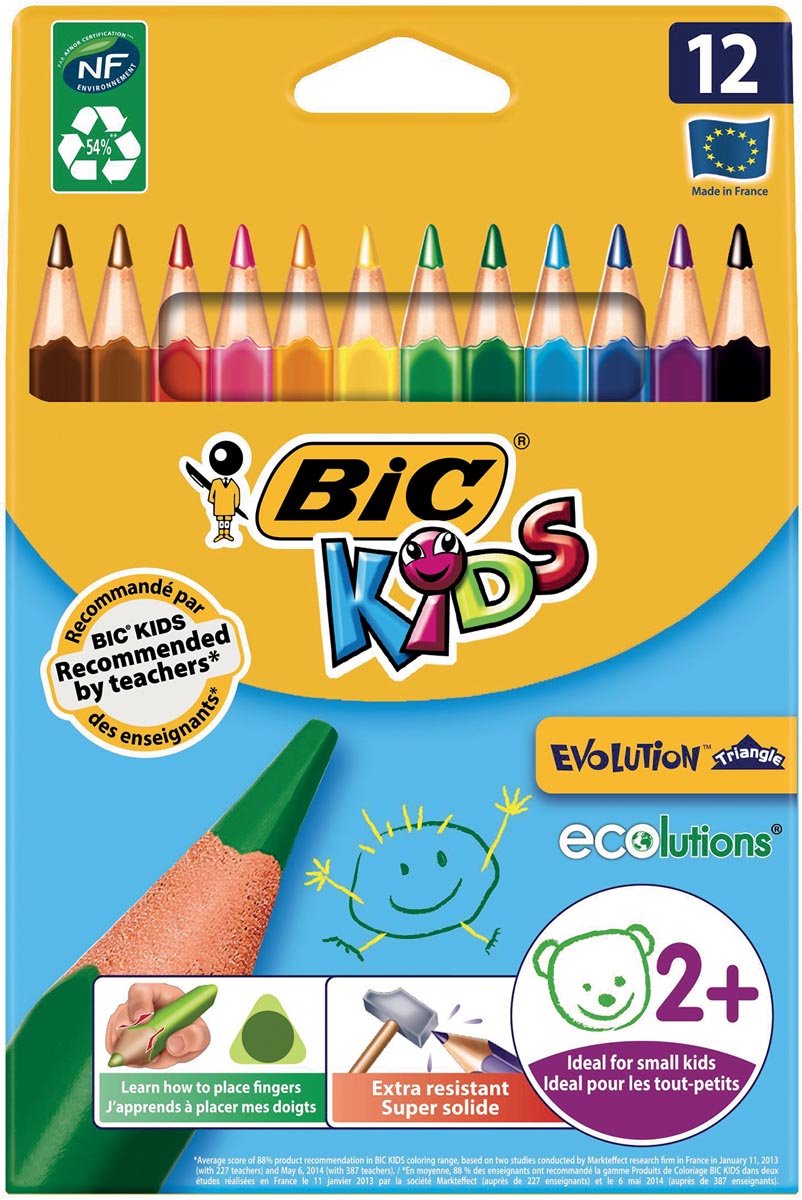 Kleurpotloden Bic Kids Evolution Triangle etui à 12 kleuren