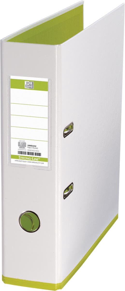 OXFORD MyColour ordner, formaat A4, uit karton, rug van 8 cm, wit-lichtgroen 10 stuks