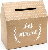 Bruiloft/huwelijk enveloppendoos - kraftpapier - huisje - 16 x 30 x 30 cm - Versieringen/decoraties