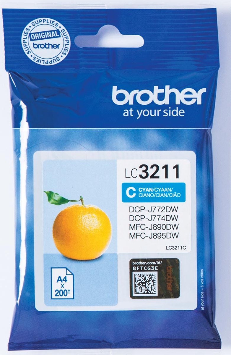 Brother inktcartridge, 200 pagina's, OEM LC-3211C, cyaan 5 stuks