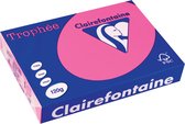 Clairefontaine Trophée Pastel, gekleurd papier, A4, 120 g, 250 vel, felroze 5 stuks