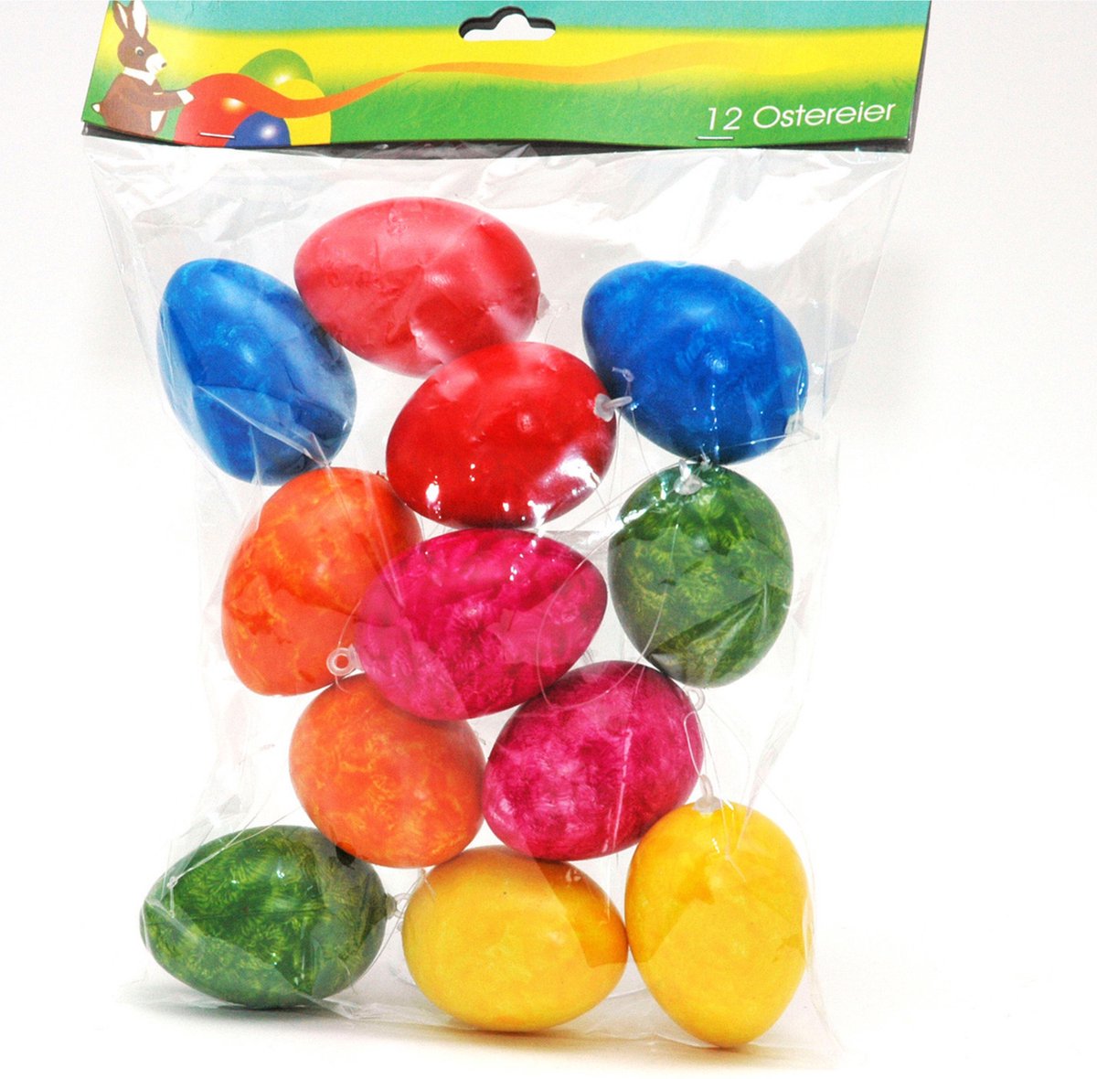 24x stuks Paaseieren Paastakken hangdecoratie Pasen thema marmer kleurenmix 6 cm - Paasversiering