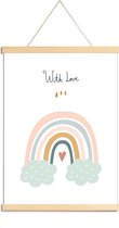 Happy Walls - Babykamer Poster Canvas - Regenboog Love - A3